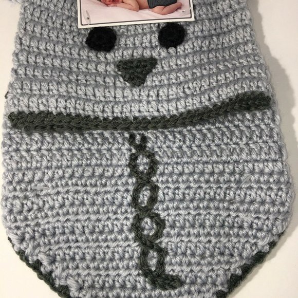 Hand Crocheted Hat And Diaper Cover Mouse Sz 0-9 Months Infant Baby Photo New - Picture 10 of 12